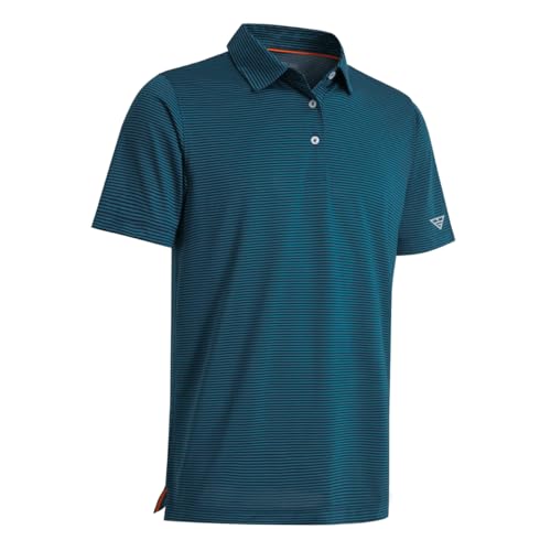 Image of Men's Golf Polo Shirts Short Sleeve Striped Performance Moisture Wicking Dry Fit Golf Shirts for Men