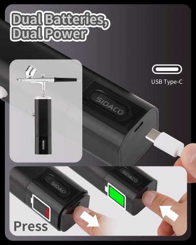 Airbrush Kit with Compressor with 2 Batteries, Portable Cordless Airbrush Kit with Replaceable Battery for Non-Stop Work in Painting, Models, Makeup, Cake Decorating,Barber - Airstart