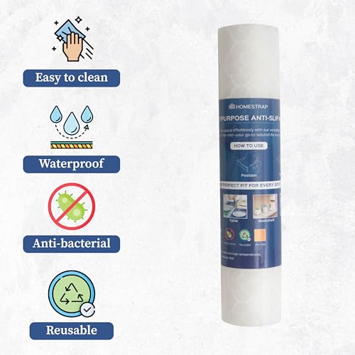 Image of Homestrap Multipurpose Dotted Anti-Slip Shelf Liner (30cm X 5m)|Washable Kitchen Drawer Mat for Fridge, Table, Cupboards, and Shelves | Durable and Waterproof in White (Transparent)