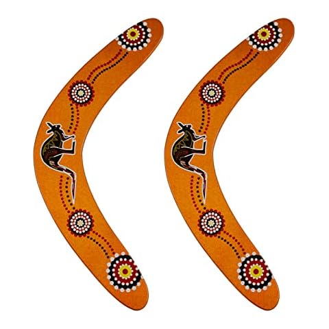 JIUAI Handmade Boomerangs, 2 PCS Australia Style Wooden Authentic Boomerangs, V-Shaped Returning Boomerang for Ages Above 10 Years Old Kids- Light Brown Cover