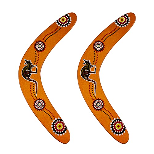 JIUAI Handgefertigte Boomerangs, 2 Stück, Australien-Stil, authentische Boomerangs, V-förmiger Boomerang für Kinder ab 10 Jahren, Hellbraun Cover