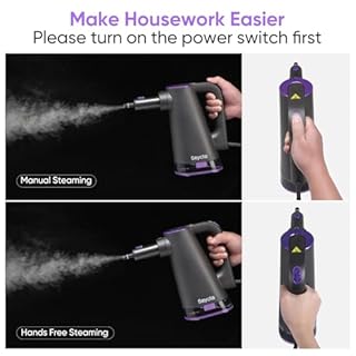 Seyola Steam Mop Cleaner for Hardwood Floor Cleaning, Hands-free Steamer Cleaner Handheld with 9-in-1 Multi-purpose Attachments for Bathroom, Windows, Sofas, Clothes, Tiles Grout (Purple-Grey)