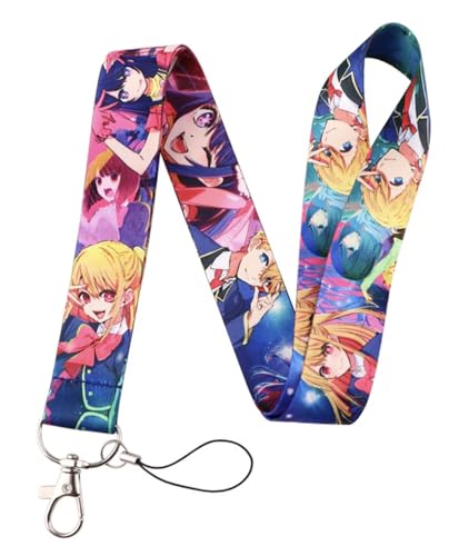 Pinstant Oshi no Ko My Favorite Idol Ai Hoshino Anime Manga 17.7' Neck Lanyard Keychain Holder ID Badge Mobile Phone Pin Strap