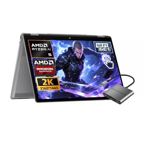 HP OmniBook X Flip 2 in 1 Laptop, 16' 2K Touchscreen IPS Display, AMD Ryzen AI 5 340(Beat i7-1355U,Up to 5GHz), 16GB DDR5 1TB SSD, AMD Radeon 840M Graphics, Wi-Fi 6E, 5MP IR Privacy Camera, Win 11