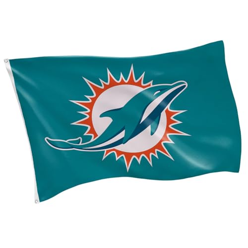 Team Sports America NFL Miami Dolphins 3 x 5 Outdoor Durable House Flag with Grommets | Sport Team Flag & Banner | Indoor Wall Decoration for Room