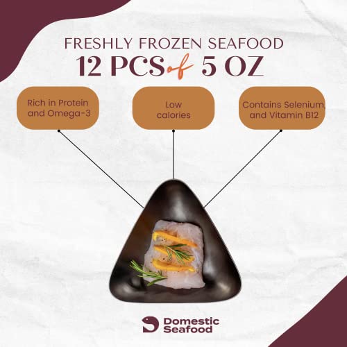Twelve (5 oz) Chilean Sea Bass - Fresh Frozen Seafood Meat - Rich in Protein, Omega-3, and Vitamins - Sweet, Buttery, Firm Fish Perfect for Cod Filet Lovers - 5 Oz Chilean Sea Bass filets (12pcs)
