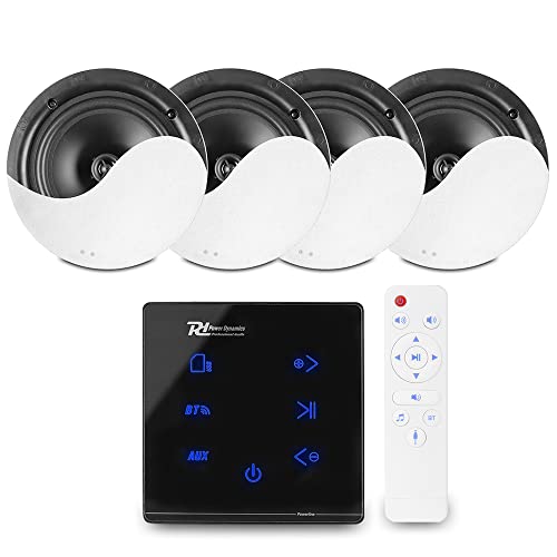 Power Dynamics Powerline Bluetooth Ceiling Speaker System - Complete Home Audio Installation Kit with A100B Amplifier and 4x NCSS8 8-Inch Speakers Wall Mounted Hi-Fi Music Solution