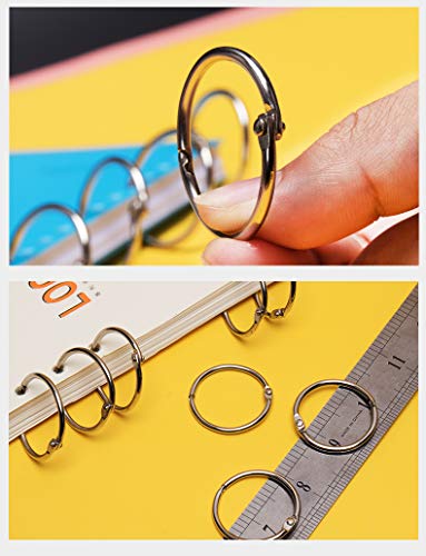 Loose Leaf Binder Rings 1-Inch（100 Pack） Office Book Rings, Nickel Plated Steel Binder Rings, Key Rings, Metal Book Rings, For School，Sliver #TOP3