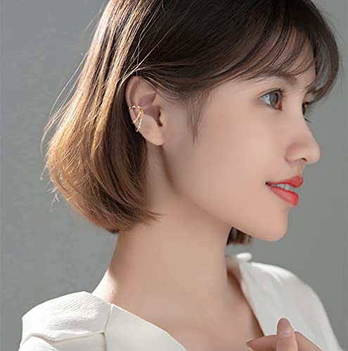 Reffeer 925 Sterling Silver Cuff Earrings Chain Cartilage Wraps For Women Girls Minimalist Ear Cuff Earrings No Piercing (A-Silver) #TOP1