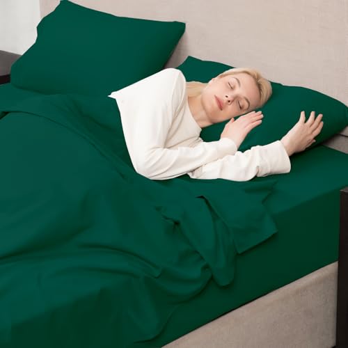 Image of Mejoroom Emerald Green Twin Duvet Cover - Soft and Breathable Twin Bedding Sets with Zipper Closure, 2Pieces, 1 Duvet Cover (68x90) and 1 Pillow case(20x26)