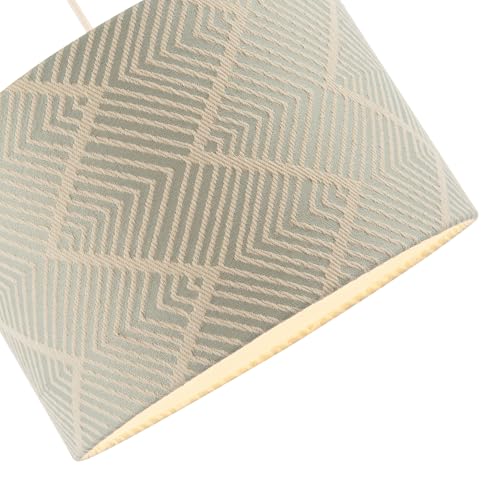 Sleek Duck Egg and Cream Geometric Designer Lamp Shade in Textured Jacquard Fabric | 30cm x 20cm | for Ceiling Pendant or Lamp Base by Happy Homewares - Image 4