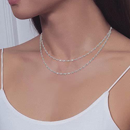 Aisansty SP1809-20 Dainty Layered Choker Necklace Handmade Bar Chain Coin Pendant Adjustable Silver Plated Layering Necklaces thumb #2