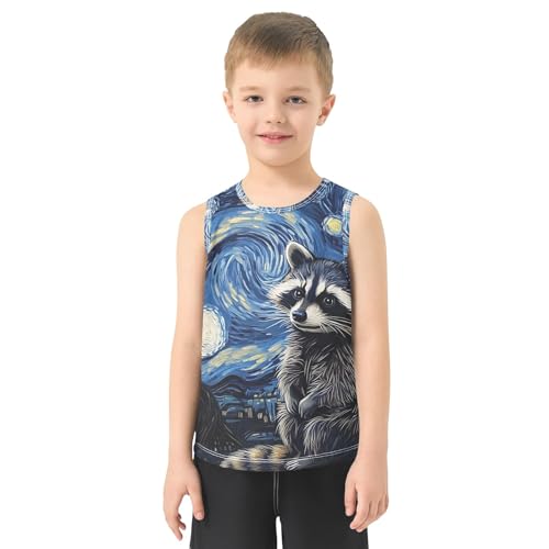 Boys' Tank Top Shirt Raccoon Starry Sky Sleeveless T-Shirts2