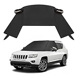 CDIYTOOL Windshield Window Snow Cover with 2 Hooks and 2 Mirror Covers Ice and Snow Front Window Sunshade Cover Fit for SUVs, Trucks, Cars (Black-SUVs)