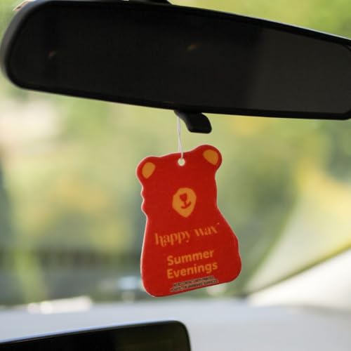 Image of Happy Wax Summer Evenings Hanging Car Cub Air Freshener - Scented and Infused with Natural Essential Oils - Cute 4-Pack