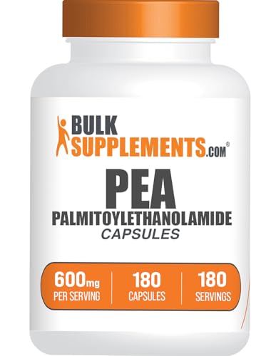 BulkSupplements.com Palmitoylethanolamide Capsules - Pea Supplement Palmitoylethanolamide 600mg for Immmune Support - Gluten Free 1 Capsule per Serving 180 Capsules (Pack of 1)