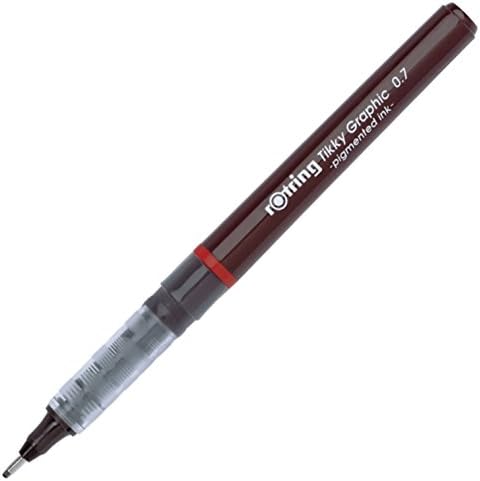 Rotring Tikky Fine Liner Fiber Tip Graphic Pen, 0.7 mm, Black Ink (1904757)