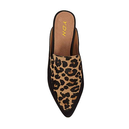 Ydn Women Low Heels Mules Slip On Flats Loafers Pointy Toe Clogs Slide Slipper Shoes Leopard 10 #TOP3