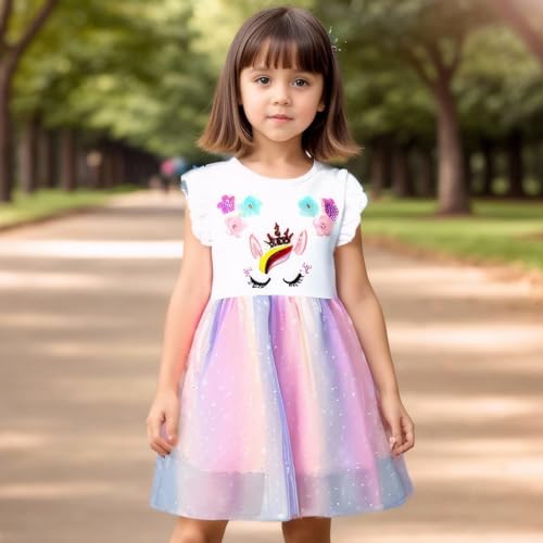 Image of Toddler Girls Tutu Dresses Cute Casual Short Sleeve Dress for Summer Daily Home School Party 2-8T