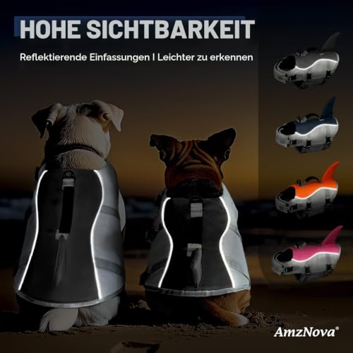 AMZNOVA Hundeschwimmweste Shark Hunde Schwimmweste Rettungsweste