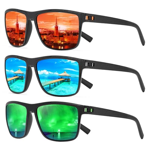 Image of Square Polarized Sunglasses for Men and Women Lightweight Frame Sun Glasses with UV Protection