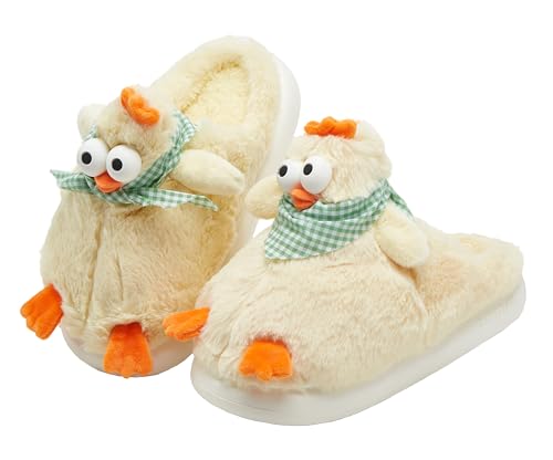 Image of Halemet Cute Chicken Slippers for Women Cartoon Animal Slippers for Women Cozy Plush Non-Slip House Slipper Indoor Outdoor