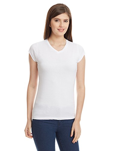 Image of Miss Chase Women's Maroon Super Soft V-Neck Short Sleeves Cotton Solid Regular Fit T-Shirt