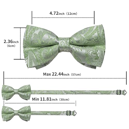 Image of DiBanGu Paisley Pre-Tied Bow Ties for Men Silk Adjustable Bowtie and Pocket Square Cufflinks for Wedding Party