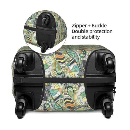 Travel Luggage Cover Protector - Green Paisley Anti-Scratch Suitcase Covers Fits 18-32 Inch Luggage4