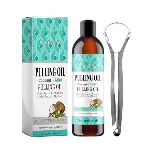 Enjuague bucal con extracción de - de Coco con Menta, 100 ml, raspador de Lengua | Enjuague Natural para Adultos, Ideal para Dientes y encías saludables