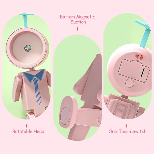 2 piezas lámpara de noche robot con base magnética miniatura 6