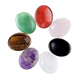 7er Set Glückssteine & Edelsteine Kristall Sorgensteine Heilsteine, Daumen Edelsteine natürlich poliert Oval Palm Pocket Stein Meditation & Stress für Valentinstag, Ostern.(Standardmodell)