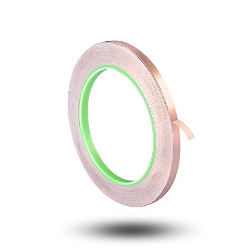 Aweking Copper Foil Tap 6mm x 20m(0.23 inches x 65 ft), Double Side Conductive Adhesive Tape,EMI Shielding, Antistatic,Stained Glass, Paper Circuits, Electronic Repairing