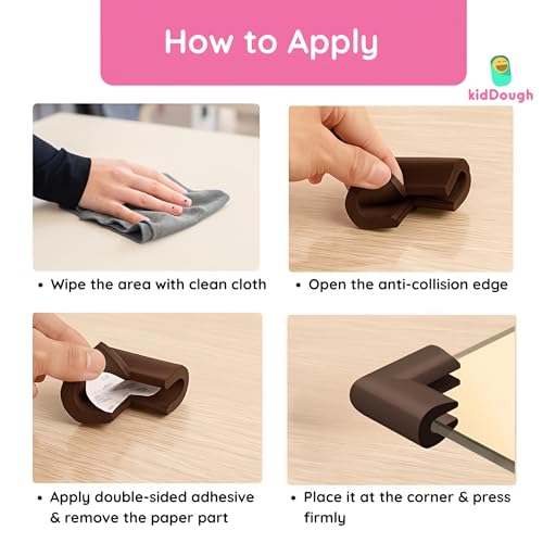 Image of KidDough Baby Proofing Corner Guards, Corner Protector for Sharp Edges, Table Corner Protector for Baby Safety (U Shape Brown)