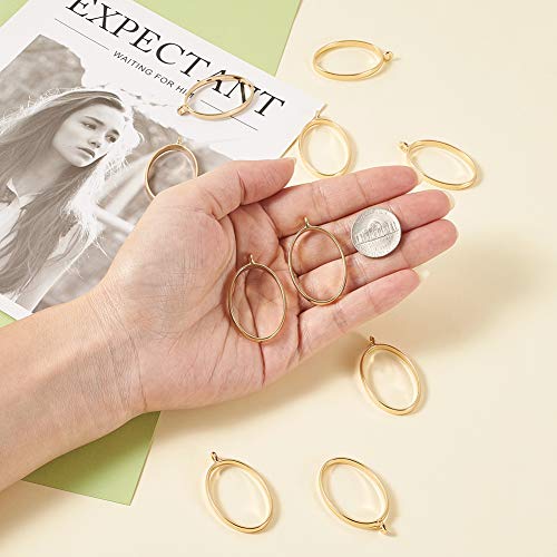 10Pcs Open Back Bezel Pendants Oval Hollow Frame Pendant Blanks For Resin Crafts Pressed Flower Jewerly Golden Color #TOP4