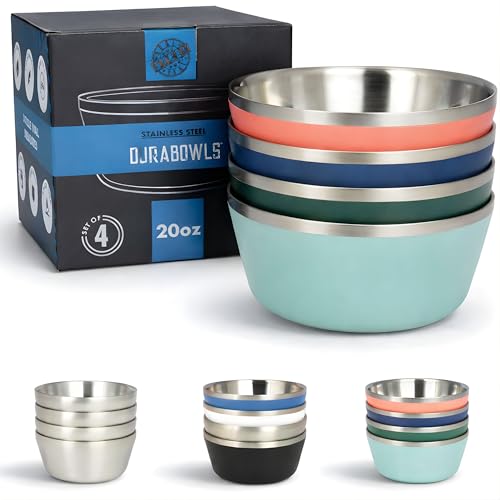 Stainless Steel Insulated Bowls, 4-Pack