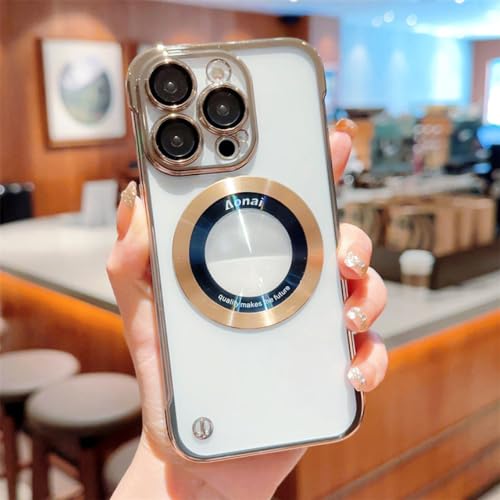 Coque iPhone 13 Pro Max magnétique sans cadre or en PC dur
