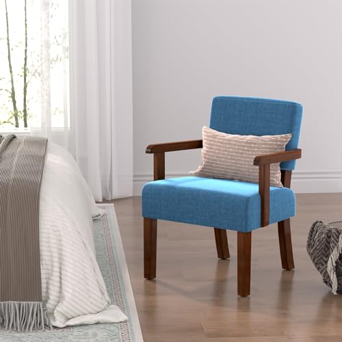 Sillón con estructura de madera azul miniatura 4