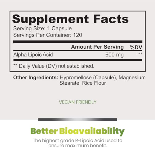 Simply Natures Pure 4277601 Alpha Lipoic Acid 600Mg 120 Veggie Capsules thumb #2
