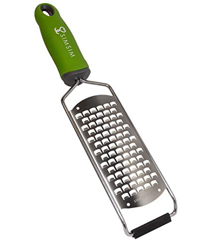 SimSim Profi Reibe, Premium Hobel, extrem scharf, Edelstahl, Parmesanreibe, Küchenwerkzeug spülmaschinengeeignet, grüner Griff Cover
