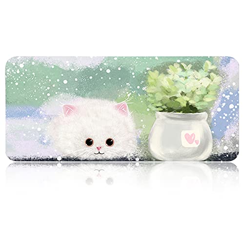FORRICA Tapis de Souris Mignon sous Main Bureau 900x400 MM Gaming Mouse Pad XXL Grand Claviers Tapis Imperméable Antidérapant pour PC Ordinateur Jeux Bureau Chat A Cover