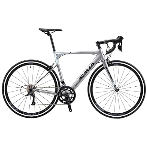 Aluminium Road Bike, SAVADECK R8 700C Carbon Fork Road Bicycle Lightweight Aluminium Alloy Frame Road Bike with SORA R3000 18 Speed Derailleur System and Double V Brake for man and woman Cover