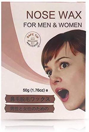 Nose Wax Hair Removal Kit, Natural Beeswax Formula with 20 applicators for Men and Women