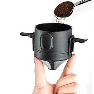 SHIKUN 304 Rvs Koffiefilter Dubbele Dripper Koffie Vouwen Thee Maker Mesh Draagbare Papierloze Houder