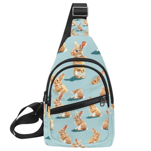 Mochila cruzada de conejo amarillo para correr, hacer senderismo y viajar