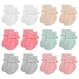 Toulite 12 Pairs Preemie Socks Girls and Boys Premature Ruffle Turn Cuff Cotton Socks Hospital Nicu(Vivid Colors,Simple Style)