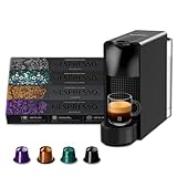Nespresso Essenza Mini Coffee Machine (Black) with 4 Coffee Sleeves combo pack | Espresso Coffee Maker Machine for Home| Coffee Variety Pack | 2 Years Warranty | Authorized Distributor