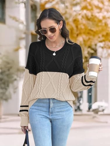 Disamer Womens Sweaters Oversized Cable Knit Sweater Fall Clothes 2025 Fashion Outfits Long Sleeve Crewneck Chunky Pullover4