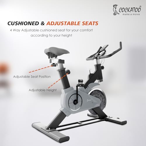 Image of Cockatoo Ride-X-4.5 Spin Bike|Fully enclosed flywheel-4.5 Kg|Exercise Cycle For Home With Adjustable Resistance & Gym Cycle For Home Workout|Max Weight Capacity: 100 kg(Black-Grey)