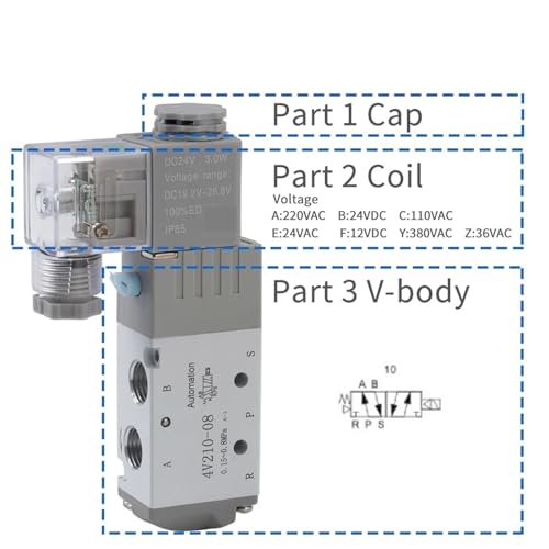 Válvula solenoide neumática 4V210-08 de 5 puertos y 36V AC con conexiones de G1/4 5